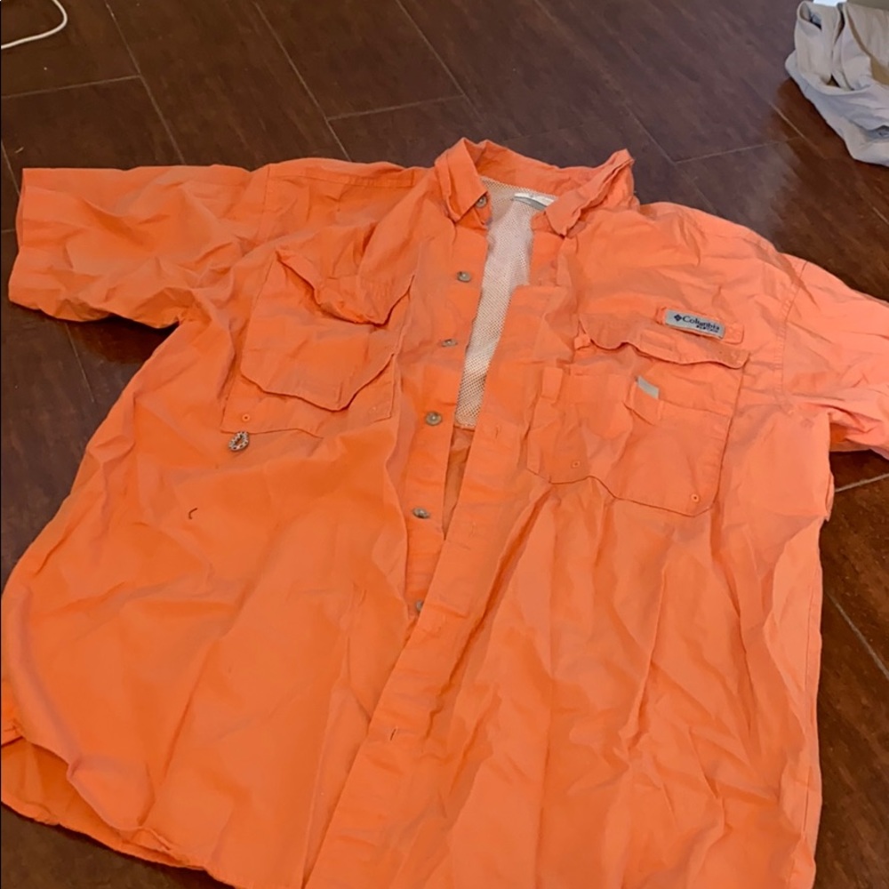 Orange Columbia fishing shirt